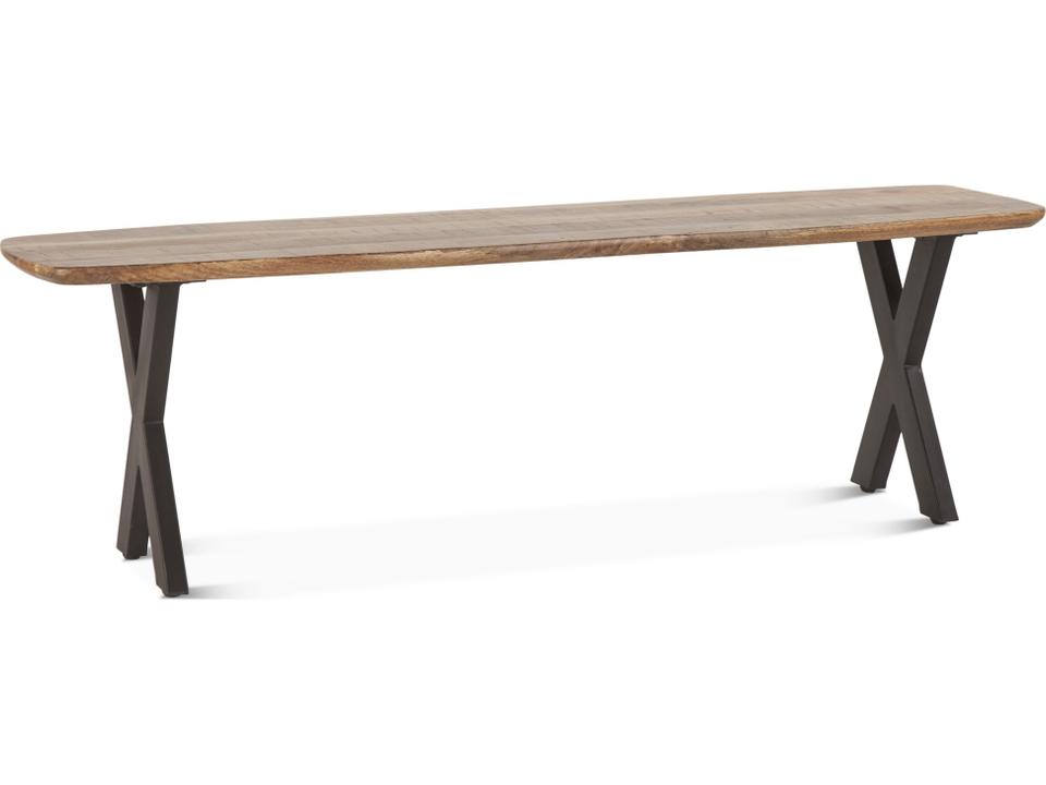 Santa Margherita 60-Inch Dining Bench Natural Mango Wood and Matte Black Iron