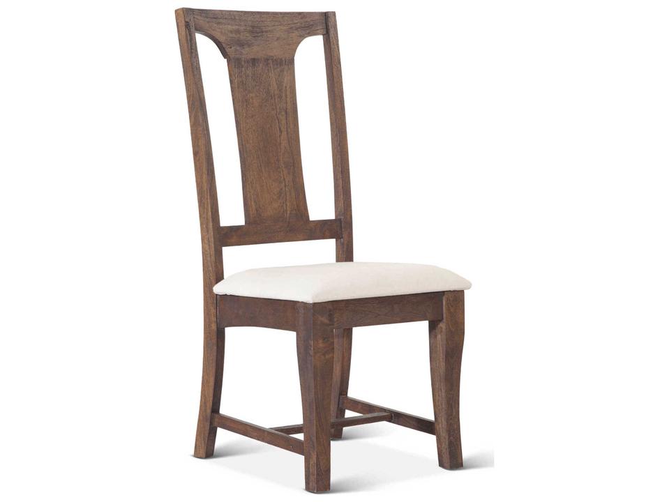 Toulon Upholstered Dining Side Chair in Weathered Mango Wood and Burlap