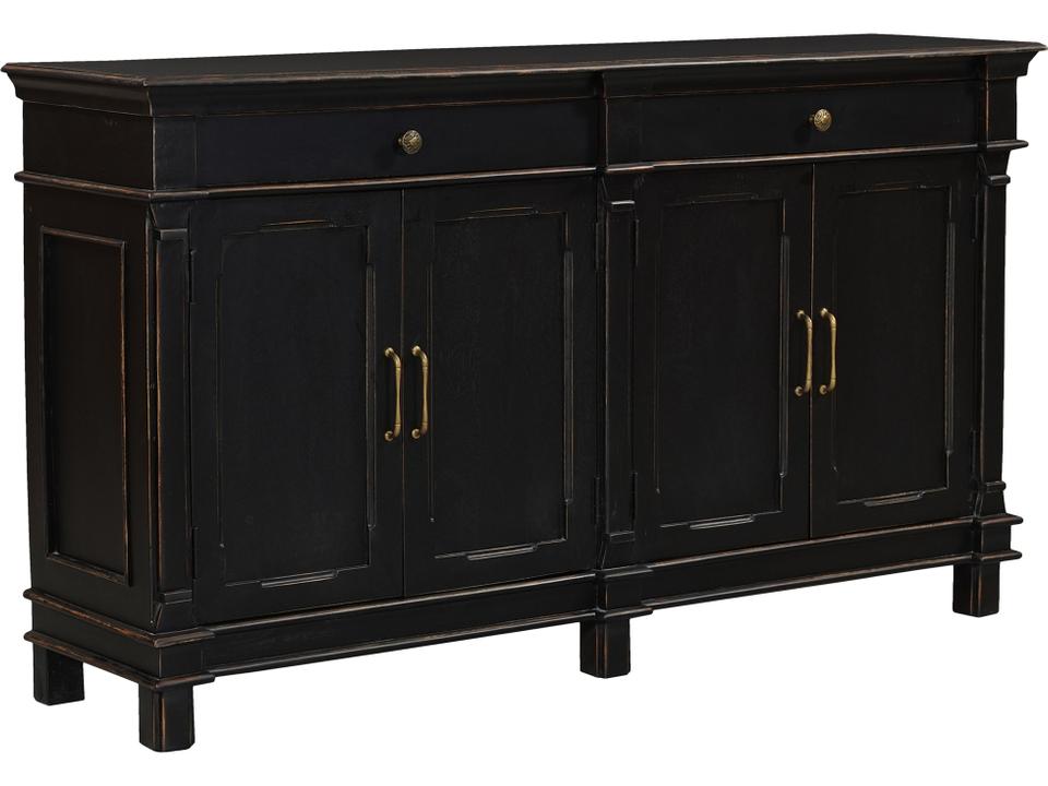 Trento 70" Mango Wood Black Distressed Sideboard