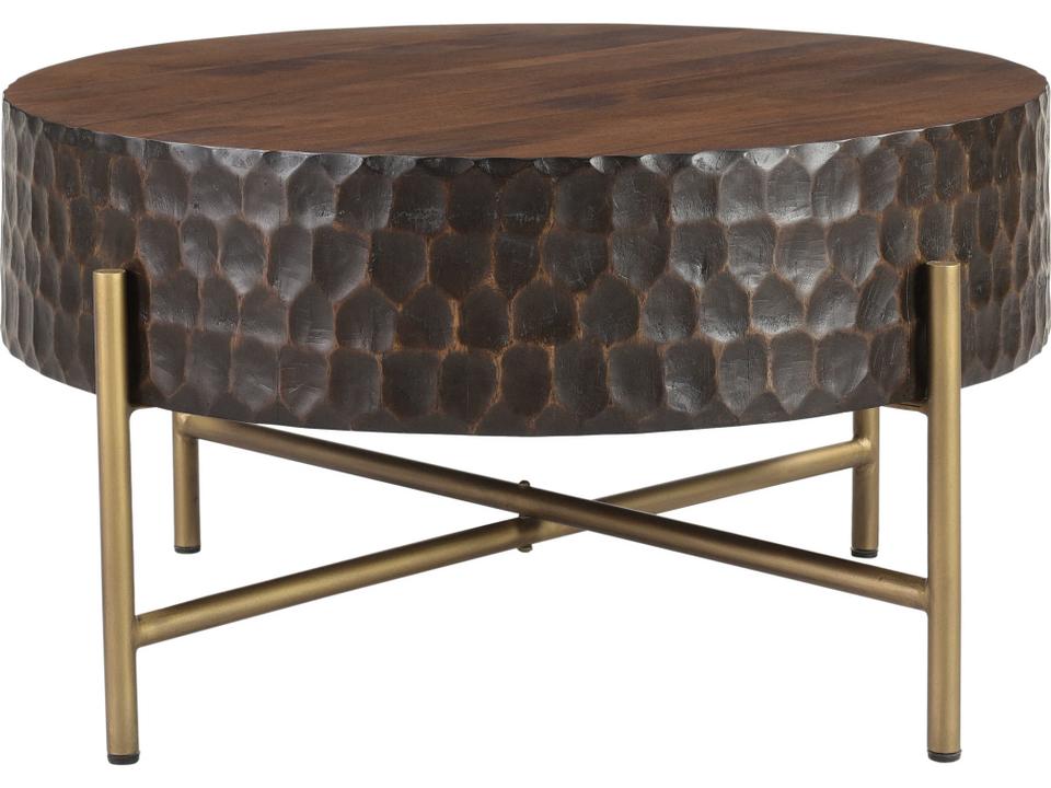 Vallarta Round Coffee Table Two Tone Mango Wood and Bronze