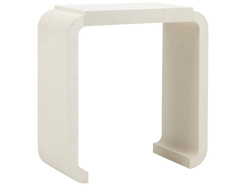 Notched Waterfall Grasscloth Console Table in Cream