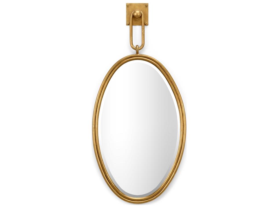 Tobago Oval Wall Mirror with Antique Gold Leaf Iron Frame