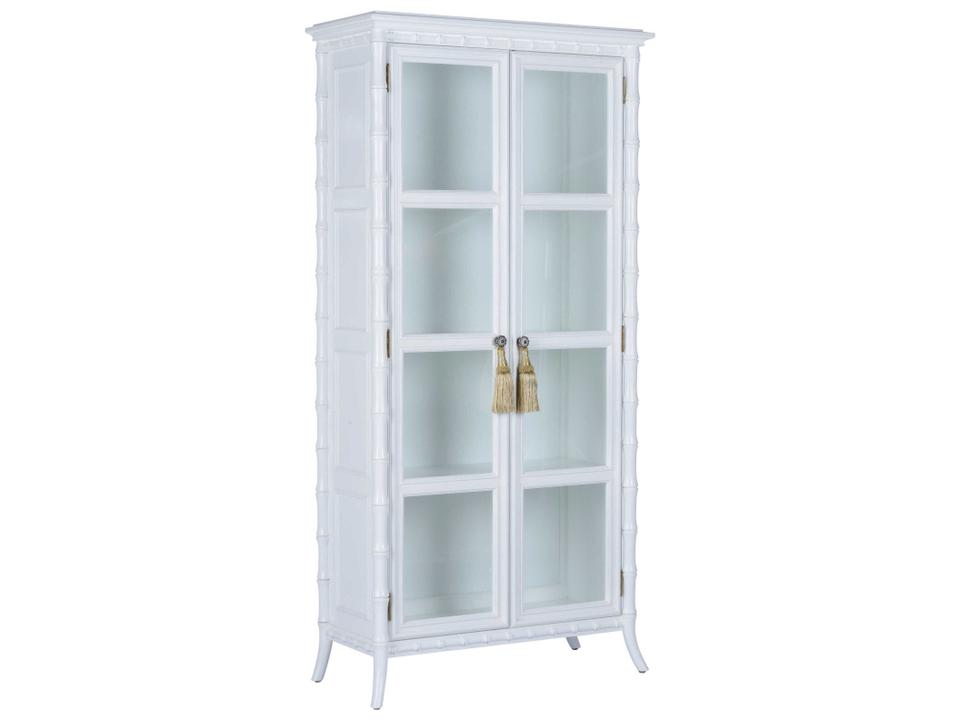 Nights In White Linen Cabinet with Glass Doors in White