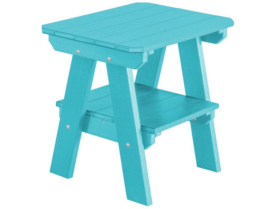 Heritage Two Tier Rectangle Outdoor End Table in HDPE Plastic