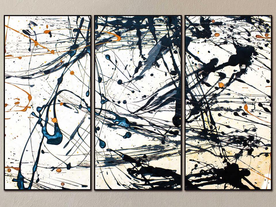 Irena 3-Piece Abstract Canvas Wall Art Black Poly Frame Multicolor