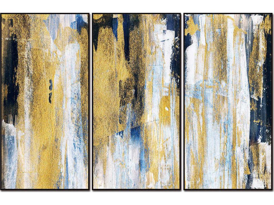Oro 3-Piece Multicolor Abstract Canvas Wall Art in Black PS Frame