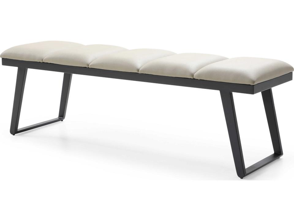Ethan Faux Leather Accent Bench in Light Grey