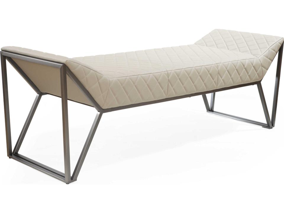Mylo Upholstered Accent Bench in Light Grey Faux Leather