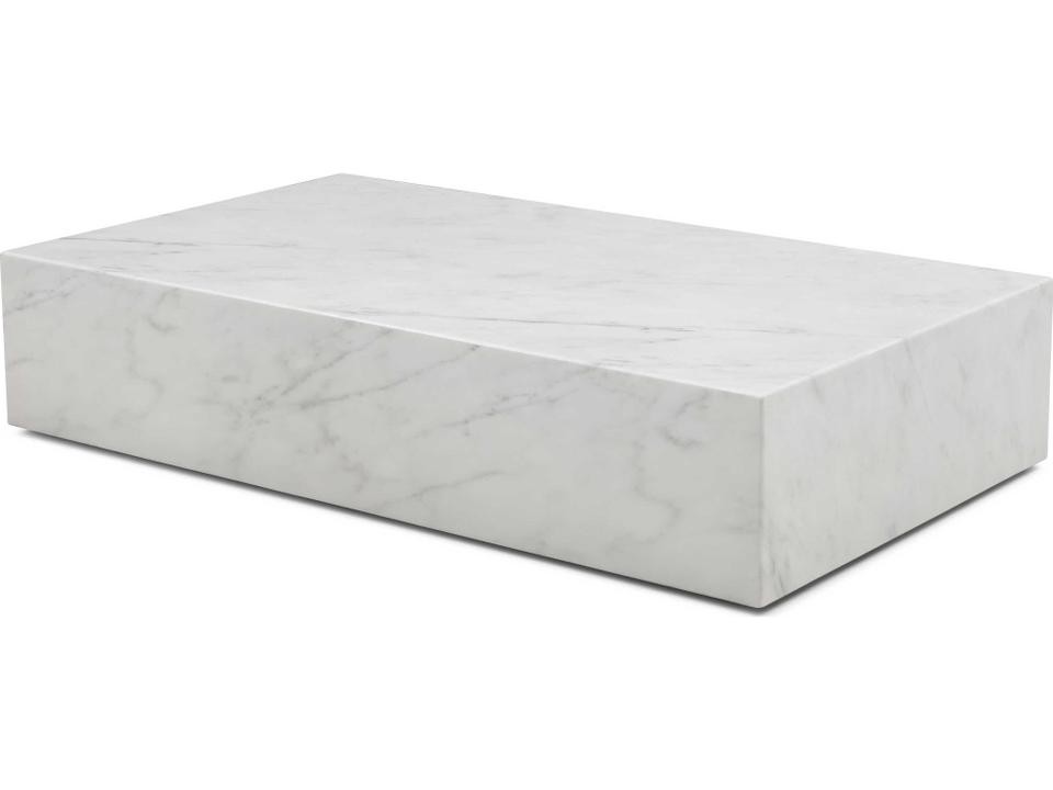Cube Rectangular Coffee Table in High Gloss White Marble