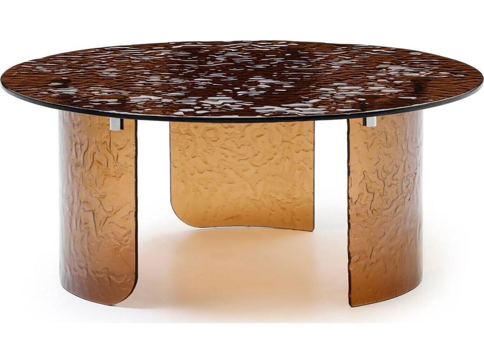 Rivelle Round Coffee Table in Bronze Textured Tempered Glass