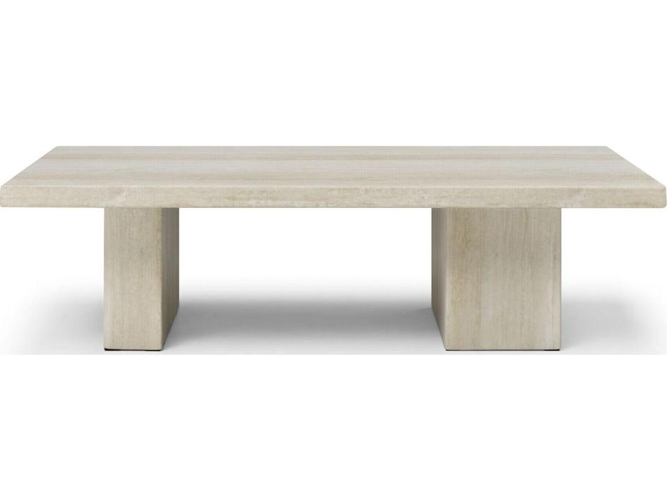 Travia Rectangular Coffee Table in Beige Travertine Marble