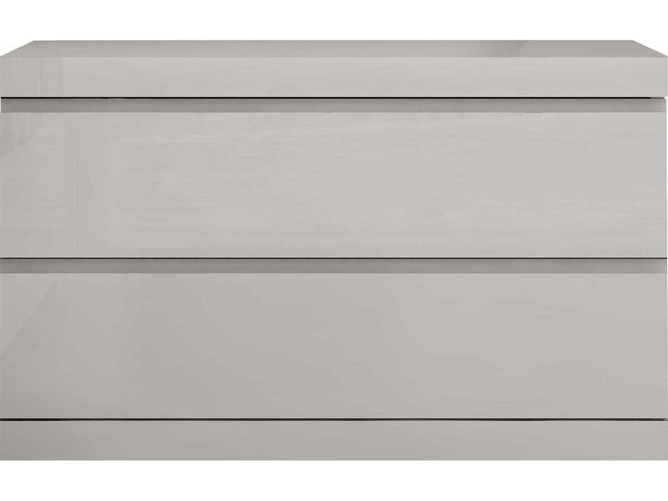 Anna High Gloss Light Grey 2-Drawer Nightstand with Wood Construction