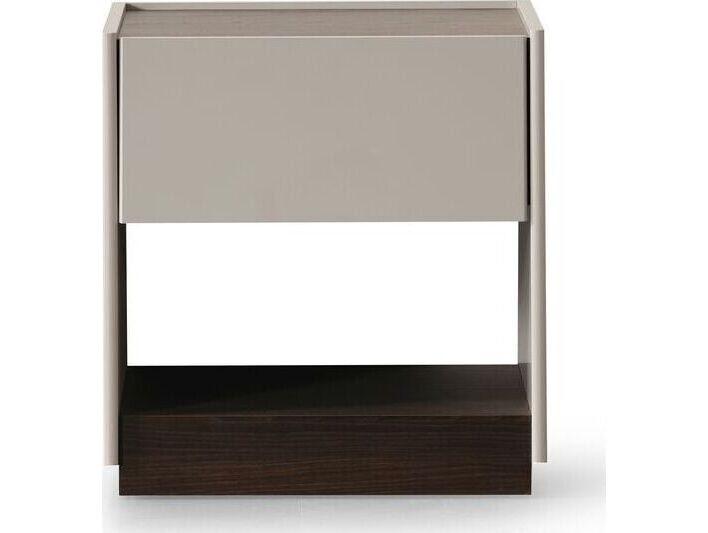 Raphael 1-Drawer Nightstand in Light Gray and Walnut Veneer