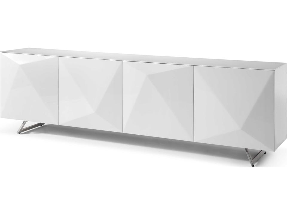 Samantha Buffet White High Gloss and Tempered Glass Sideboard