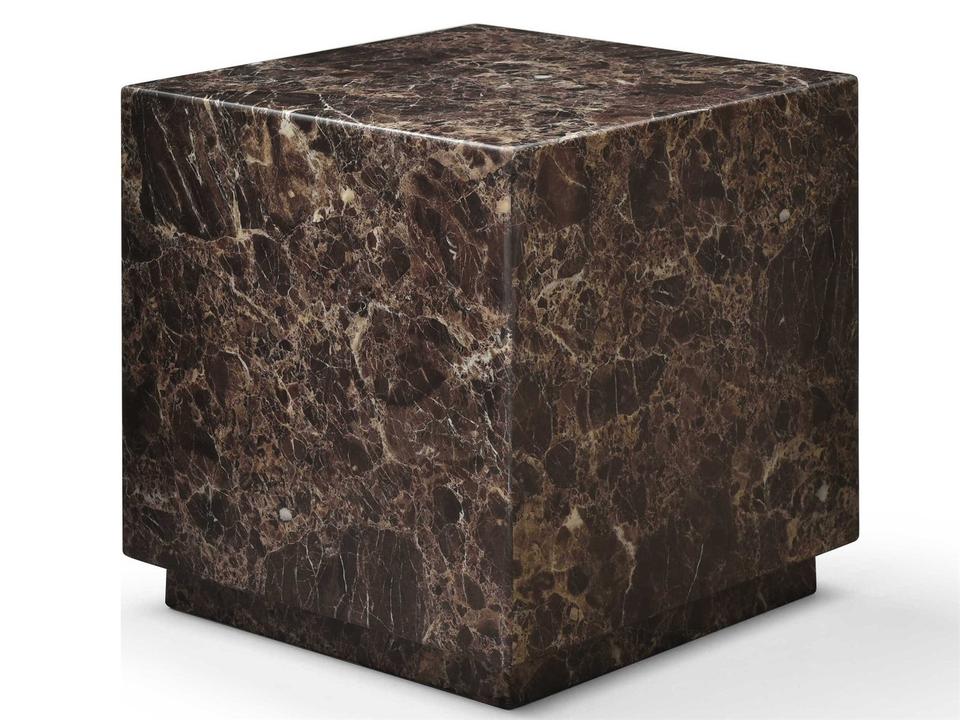 Iris Square Side Table in High Gloss Dark Emperador Marble