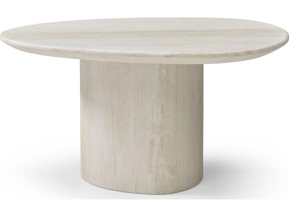 Petra Oval Side Table in Beige Travertine Marble