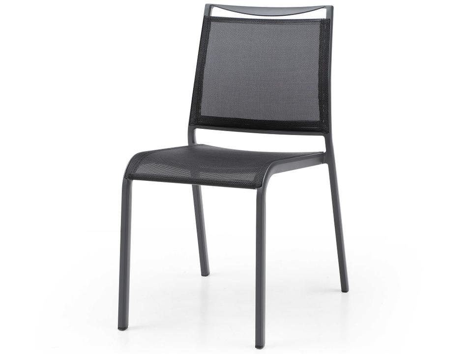 Aloha Dark Grey Black Aluminum Sling Dining Chair