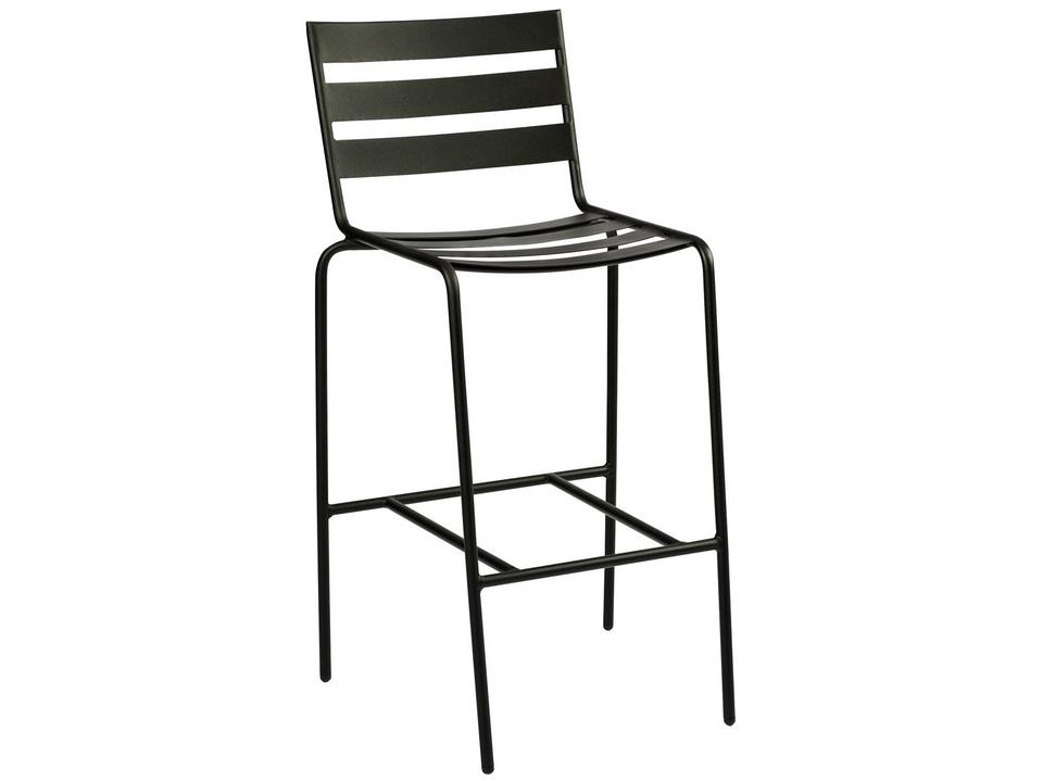 Cafe Series Metro Outdoor Wrought Iron Bar Stool in Textured Black
