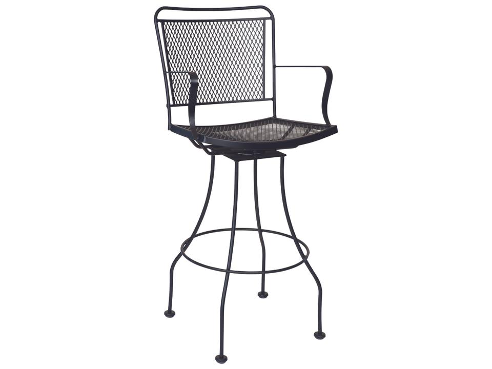 Constantine Wrought Iron Swivel Outdoor Bar Stool with Arms