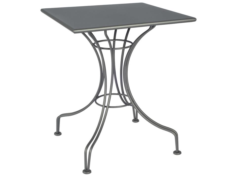 Wrought Iron 24-Inch Square Outdoor Bistro Table with Solid Top