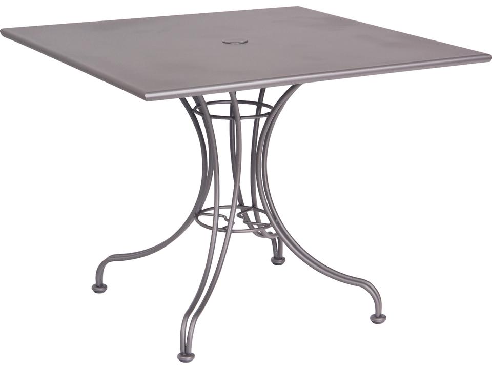 Wrought Iron 36 Inch Square Dining Table with Umbrella Hole