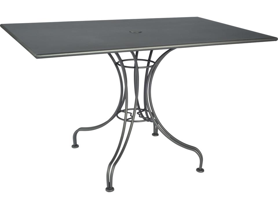 Wrought Iron 48-Inch Rectangular Dining Table with Umbrella Hole