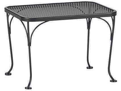 Mesh Top Rectangle Outdoor Side Table Wrought Iron
