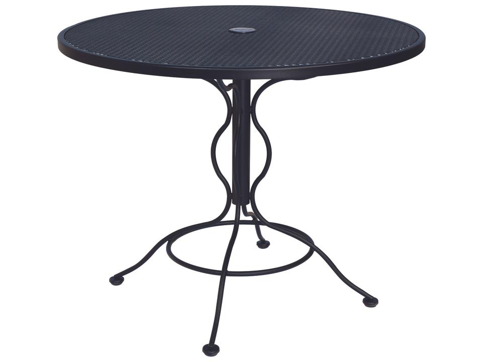 Wrought Iron Mesh Round Bistro Table with Umbrella Hole