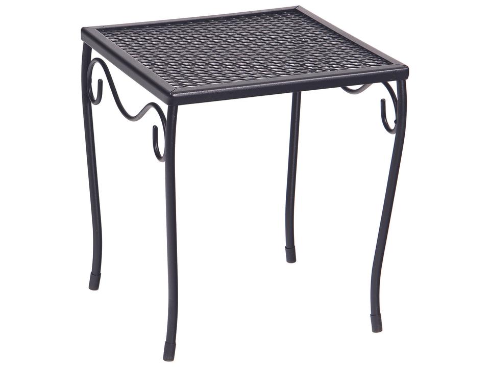 Wrought Iron Mesh Square Outdoor Patio End Table Weather Resistant