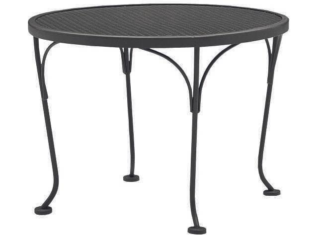 Wrought Iron Mesh Round Patio End Table in Powder Coated Finish