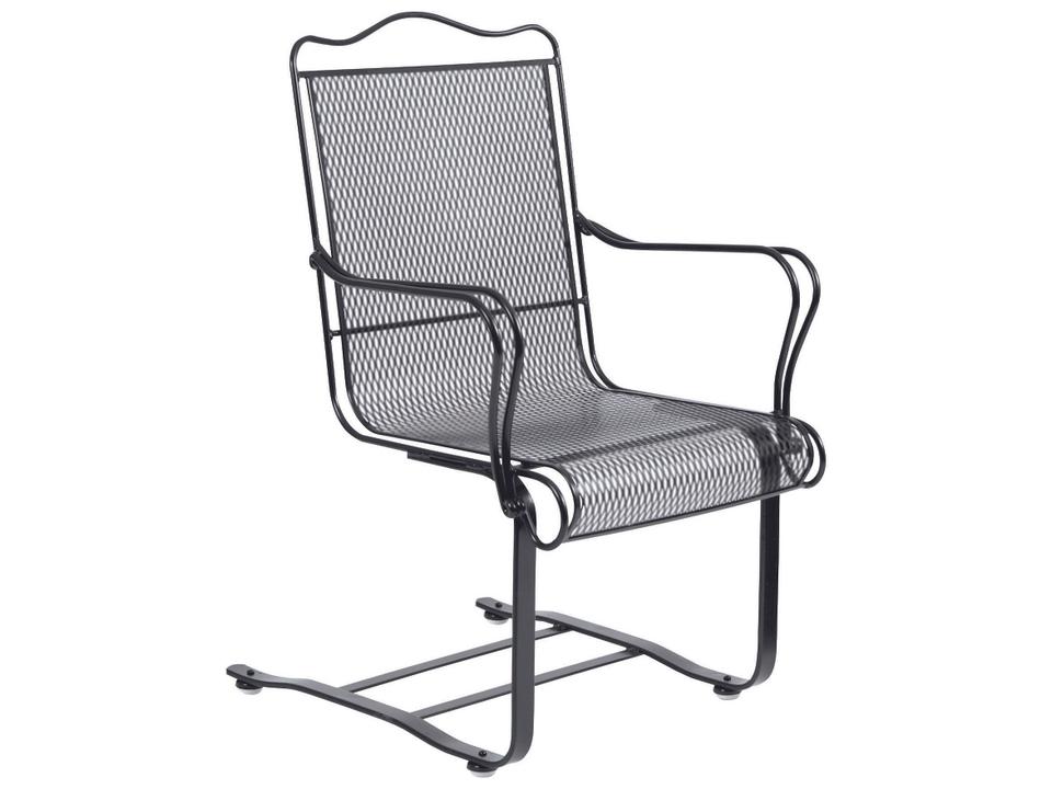 Tucson Wrought Iron High Back Spring Outdoor Dining Arm Chair