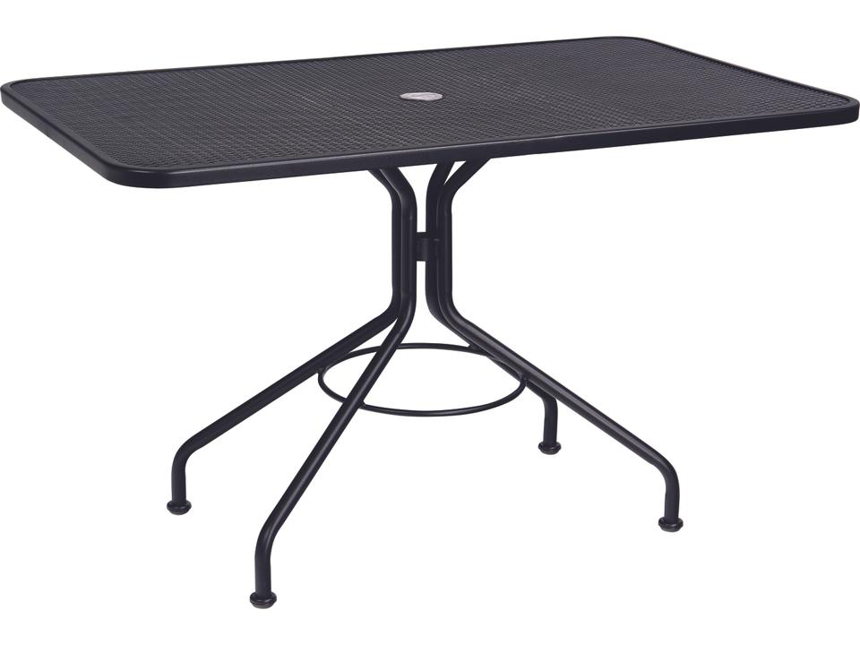 Wrought Iron Mesh Rectangular Dining Table with Umbrella Hole