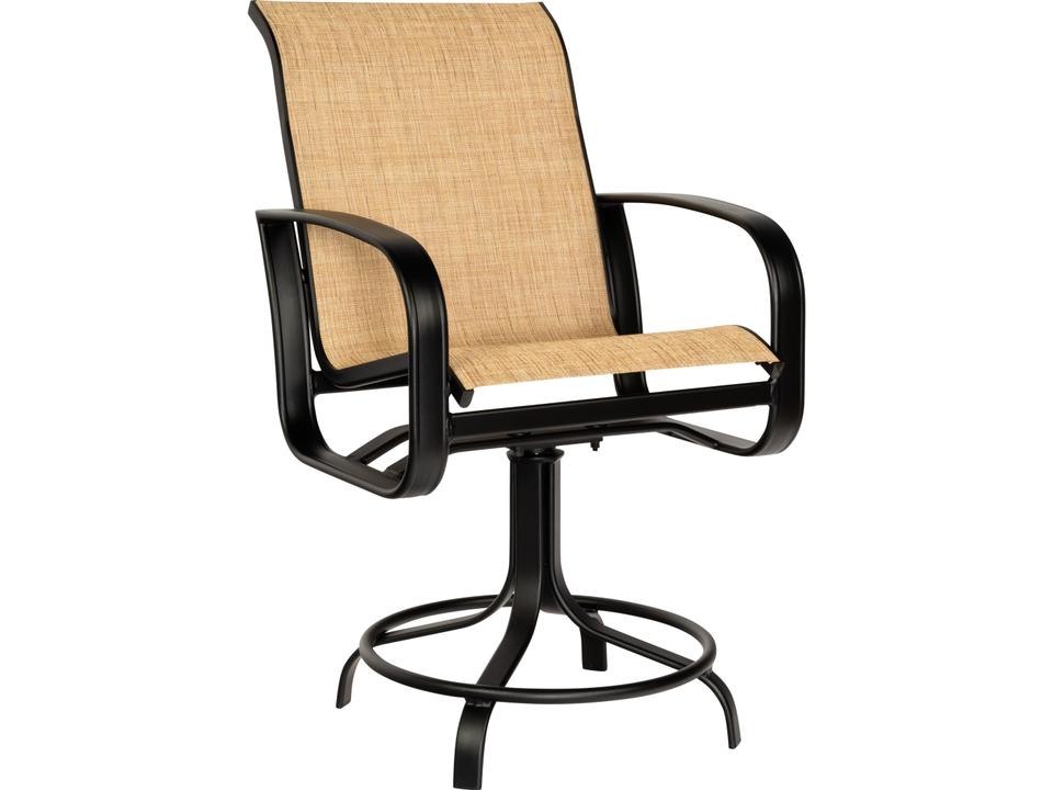 Cayman Isle Sling Aluminum Swivel Outdoor Counter Stool