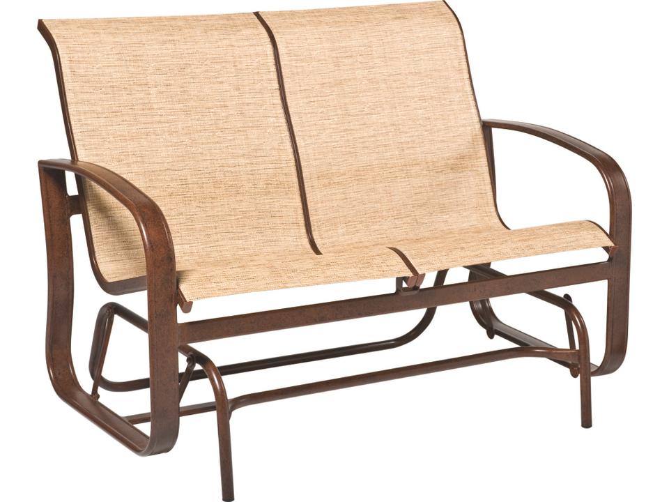 Cayman Isle Padded Sling Aluminum Glider Loveseat