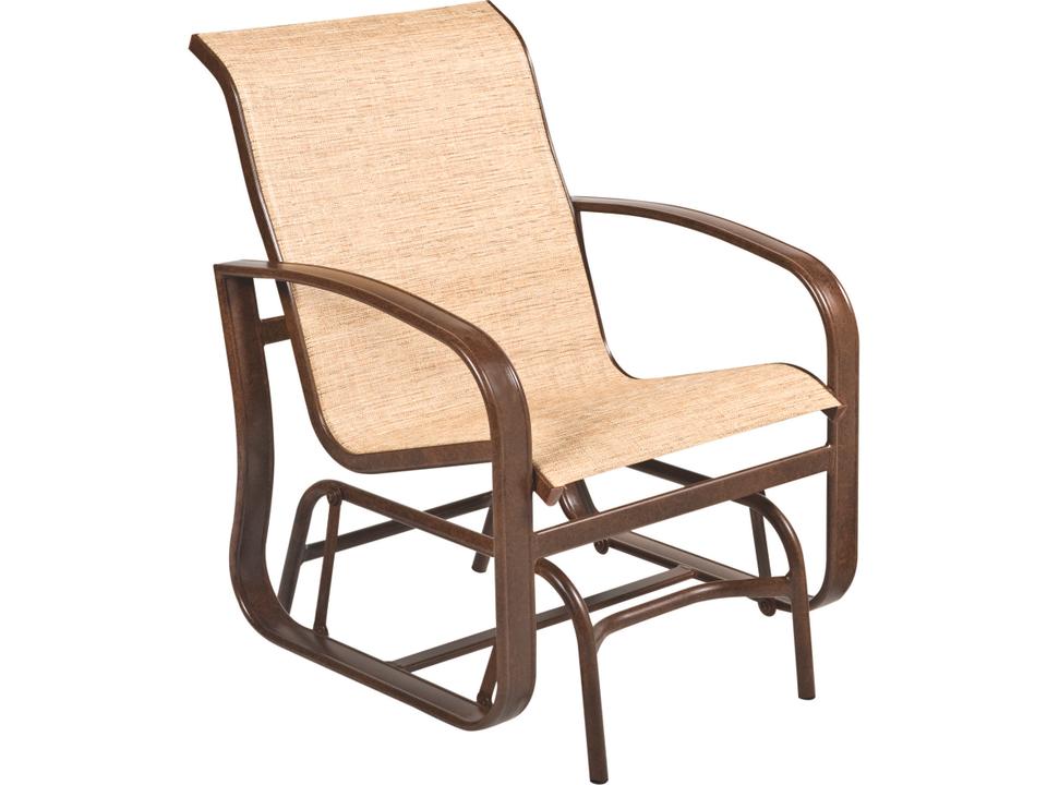 Cayman Isle Sling Outdoor Gliding Lounge Chair in Aluminum