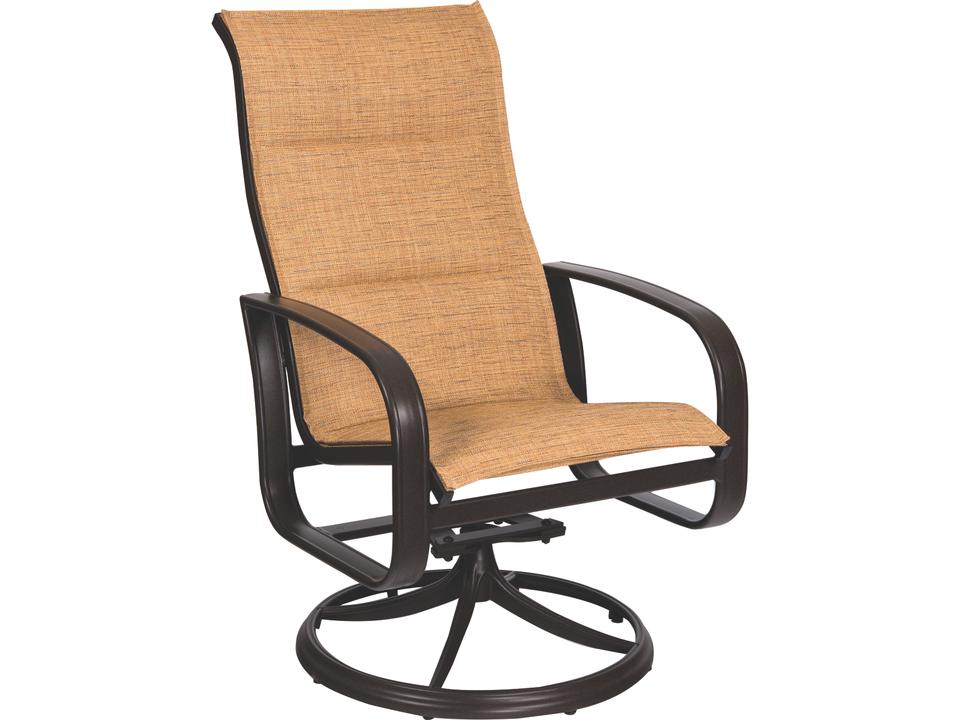 Cayman Isle Padded Sling High Back Swivel Rocking Dining Arm Chair