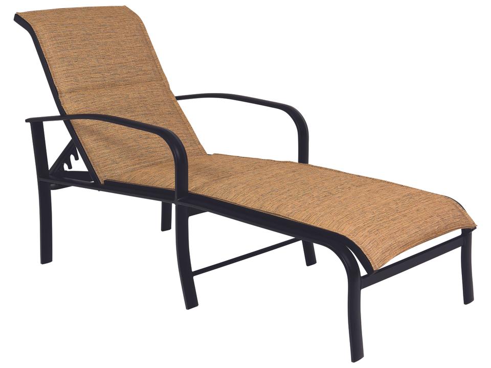 Fremont Padded Sling Adjustable Outdoor Chaise Lounge in Aluminum