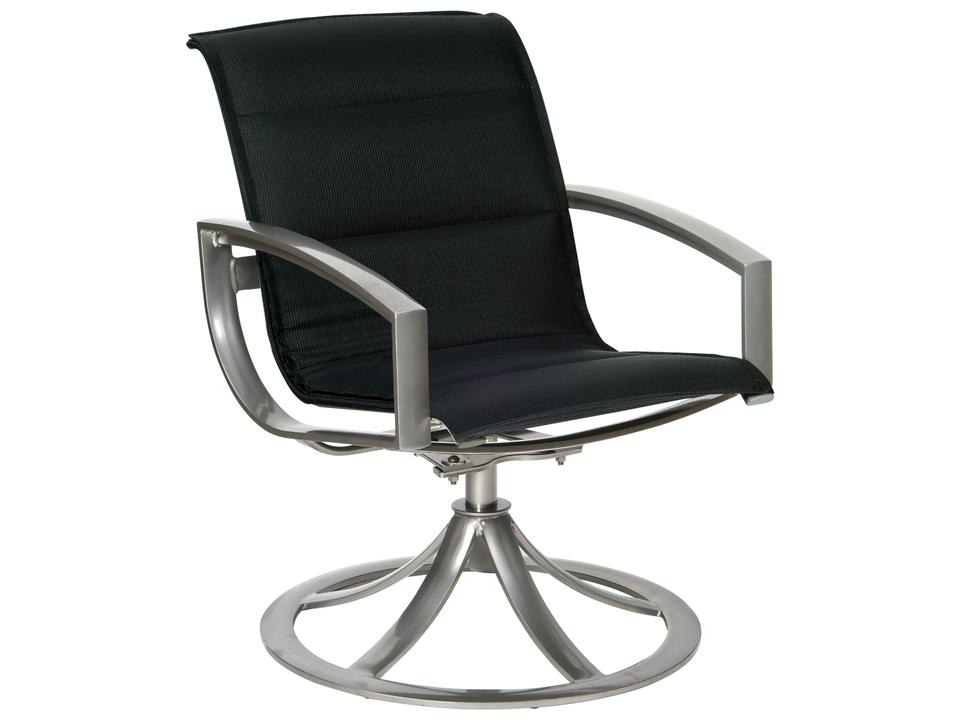 Metropolis Padded Sling Aluminum Swivel Dining Arm Chair