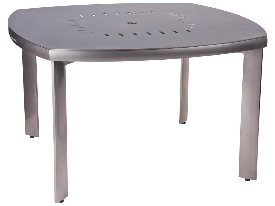 Metropolis 48-Inch Square Round Aluminum Dining Table with Umbrella Hole