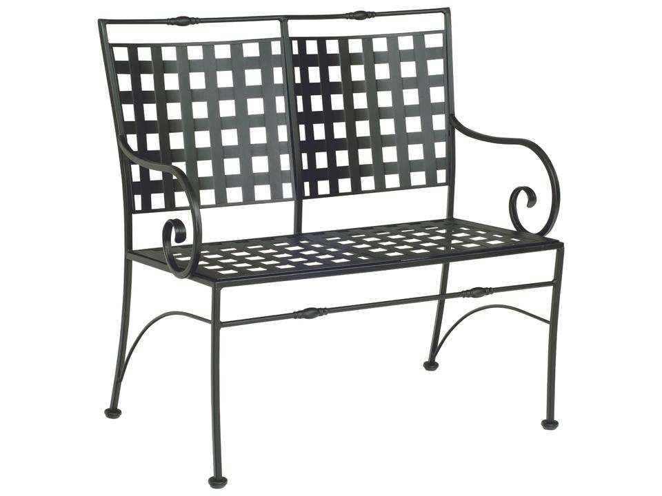 Sheffield Wrought Iron Patio Bench with Cushion