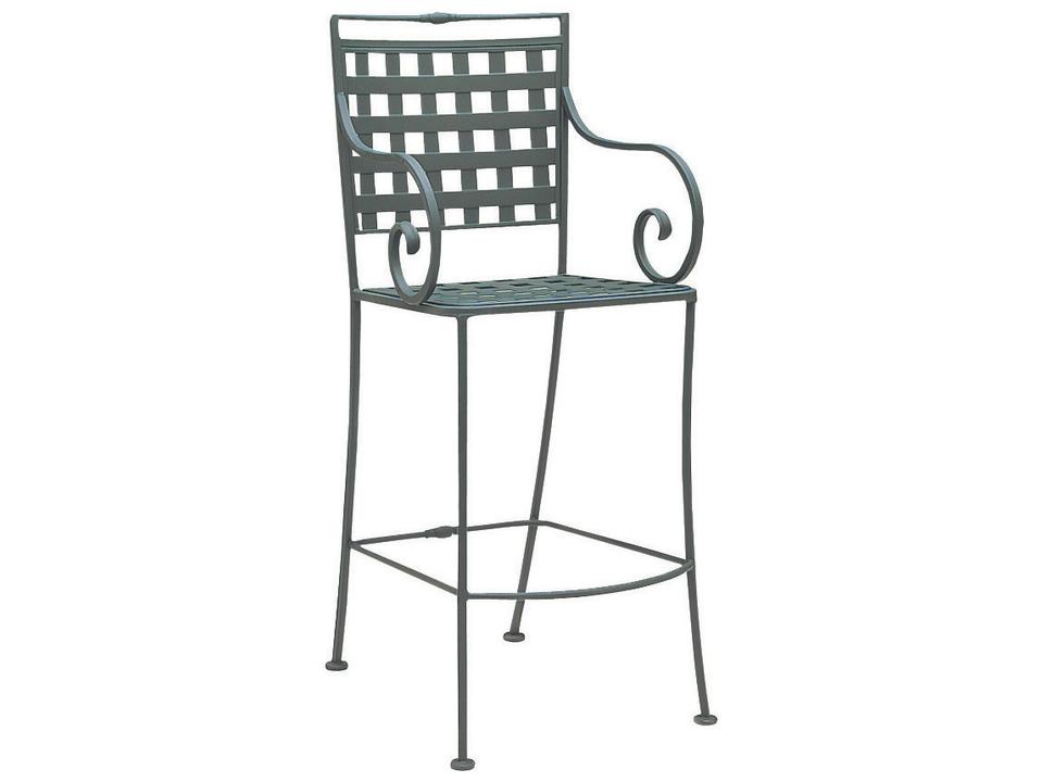 Sheffield Wrought Iron Outdoor Patio Bar Stool with Cushion