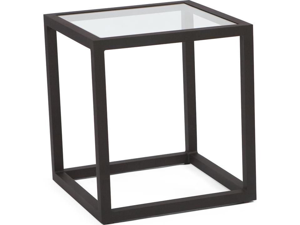 Salona 20-Inch Square Aluminum End Table with Glass Top by Joe Ruggiero
