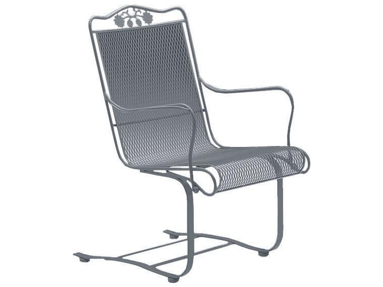Briarwood Wrought Iron High Back Spring Outdoor Lounge Chair with Cushions