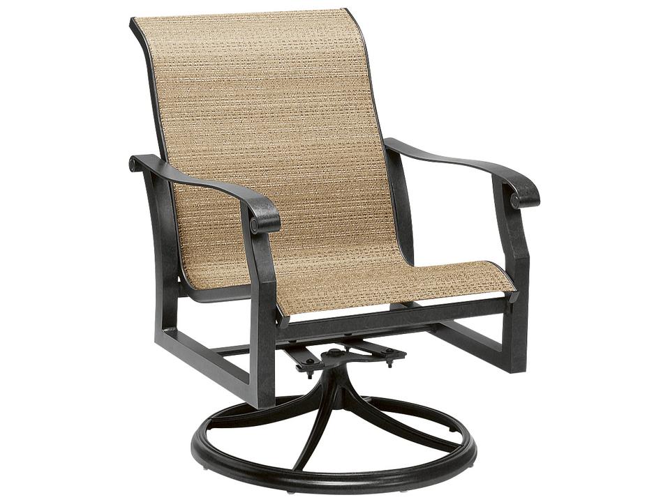 Cortland Sling Aluminum Swivel Rocker Dining Arm Chair