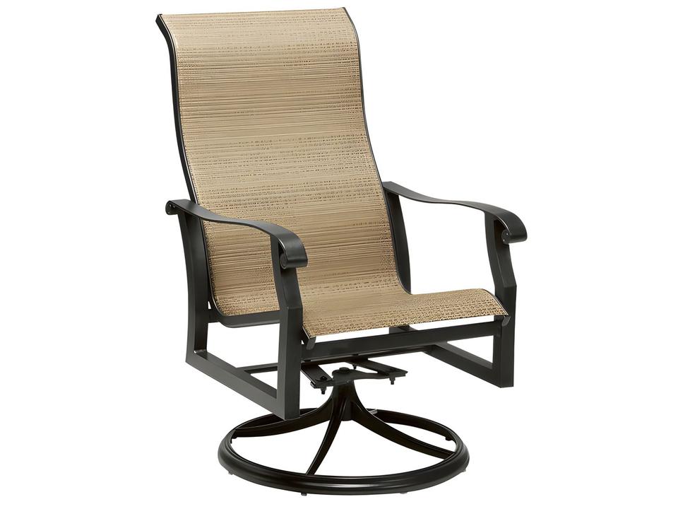 Cortland Sling Aluminum High Back Swivel Rocker Dining Arm Chair