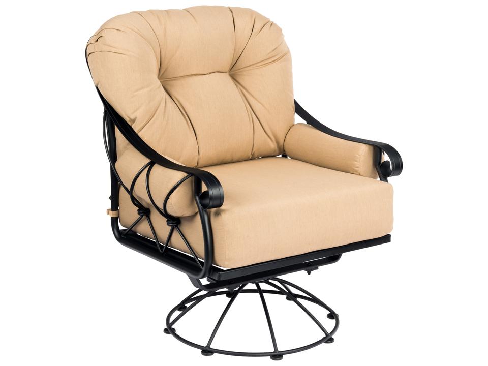 Derby Cushion Wrought Iron Swivel Rocker Outdoor Patio Lounge Chair