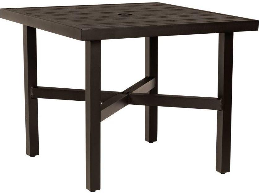 Tri-slat Aluminum Square Outdoor Patio Bistro Table with Umbrella Hole