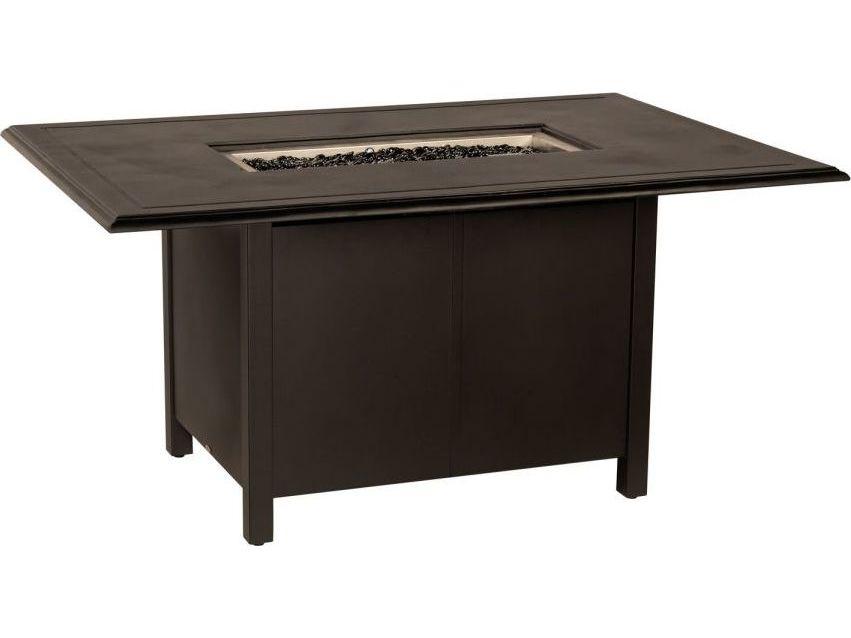 Solid Cast Chat Height Aluminum Rectangular Patio Fire Pit Table
