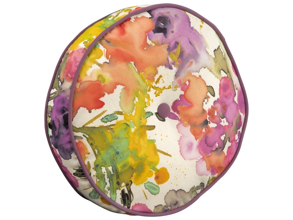 Round 16 Inch Throw Pillow with Button