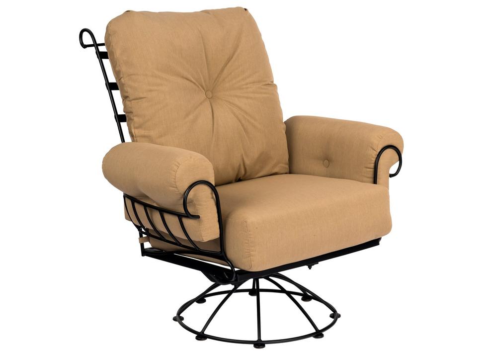 Terrace Cushion Wrought Iron Swivel Rocker Outdoor Lounge Chair